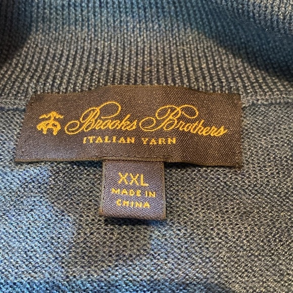 Brooks Brothers Half Zip Italian Yarn Merino Wool Knit Sweater Vest Teal XXL - Picture 2 of 6